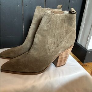 Marc Fisher Taupe Suede Ankle Booties
